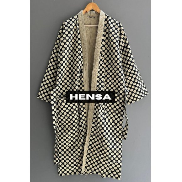 HENSA Jackets & Coats Handmade Kantha Jacket Cotton Quilted Robe